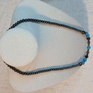 Elegant Black and Blue Beaded Necklace